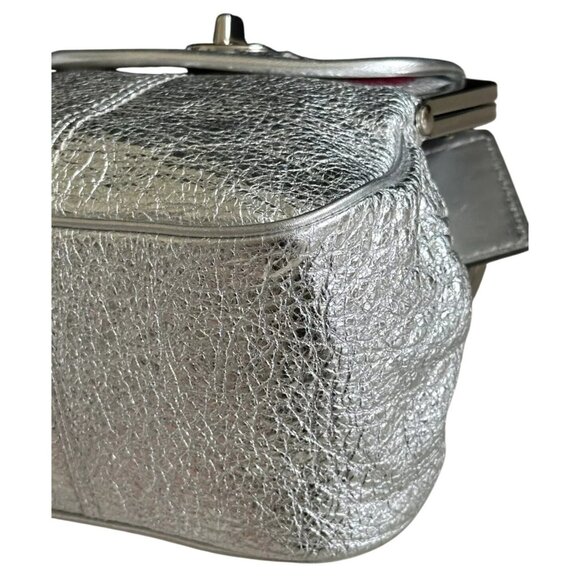 SOLD COACH 2008 Metallic Silver Leather Double Frame Kisslock Ball Chain - Picture 14 of 16